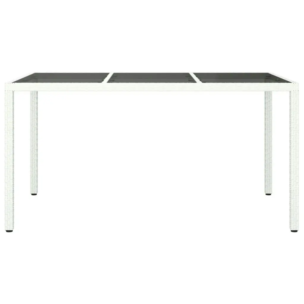 Garden Table 150x90x75 cm Tempered Glass and Poly Rattan White 316709