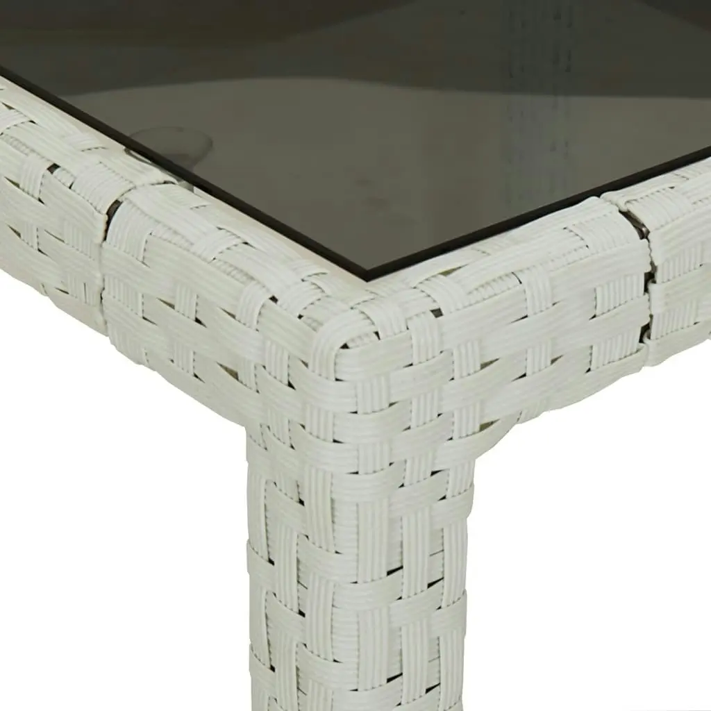 Garden Table 150x90x75 cm Tempered Glass and Poly Rattan White 316709