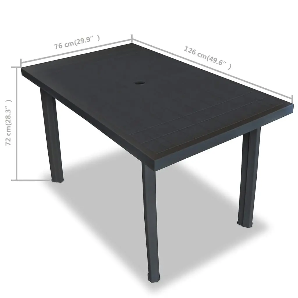 Garden Table Anthracite 126x76x72 cm Plastic 43599