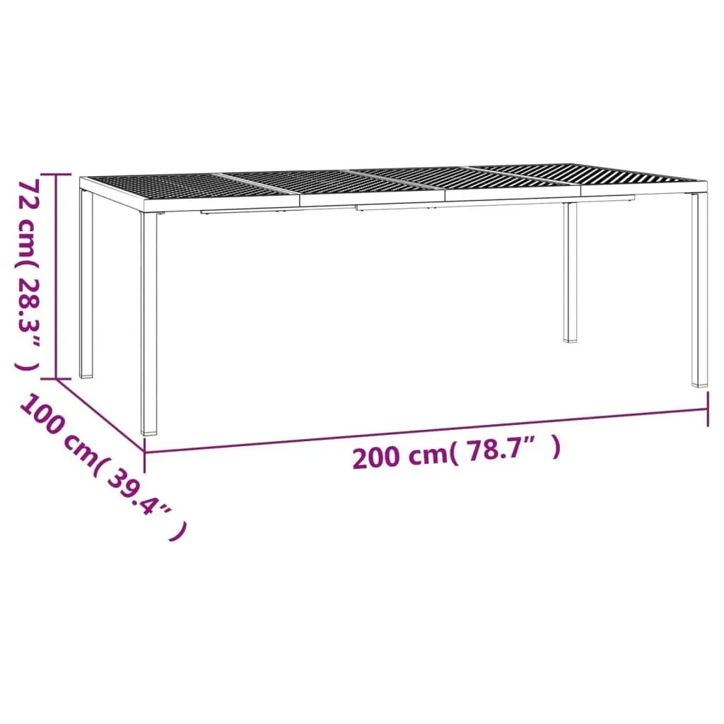 Garden Table Anthracite 200x100x72 cm Steel 362747