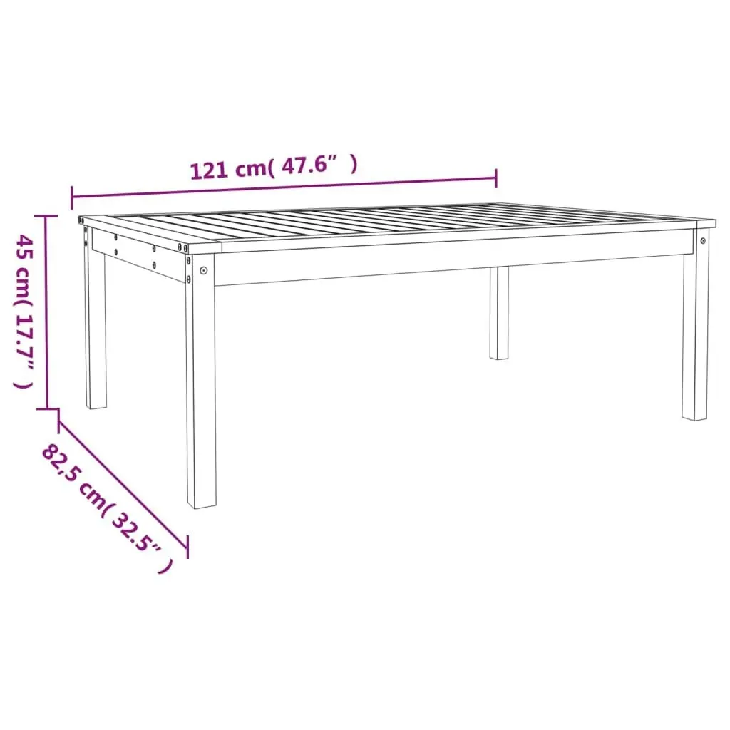 Garden Table Grey 121x82.5x45 cm Solid Wood Pine 824129