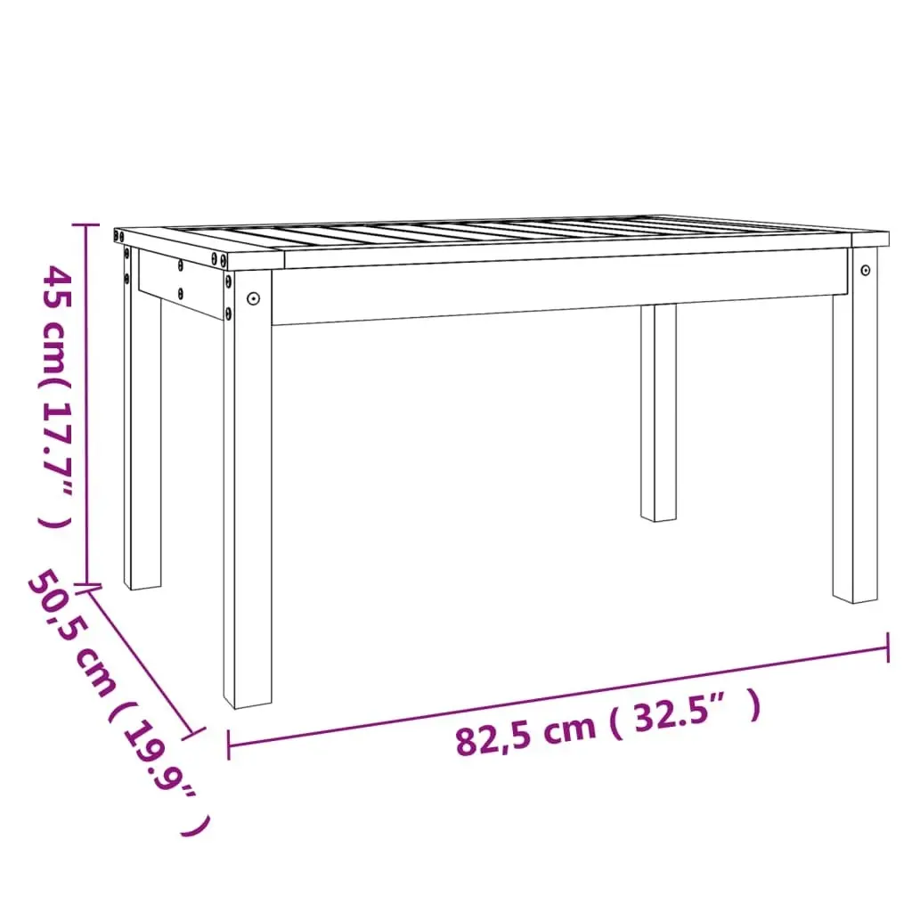 Garden Table Grey 82.5x50.5x45 cm Solid Wood Pine 824115