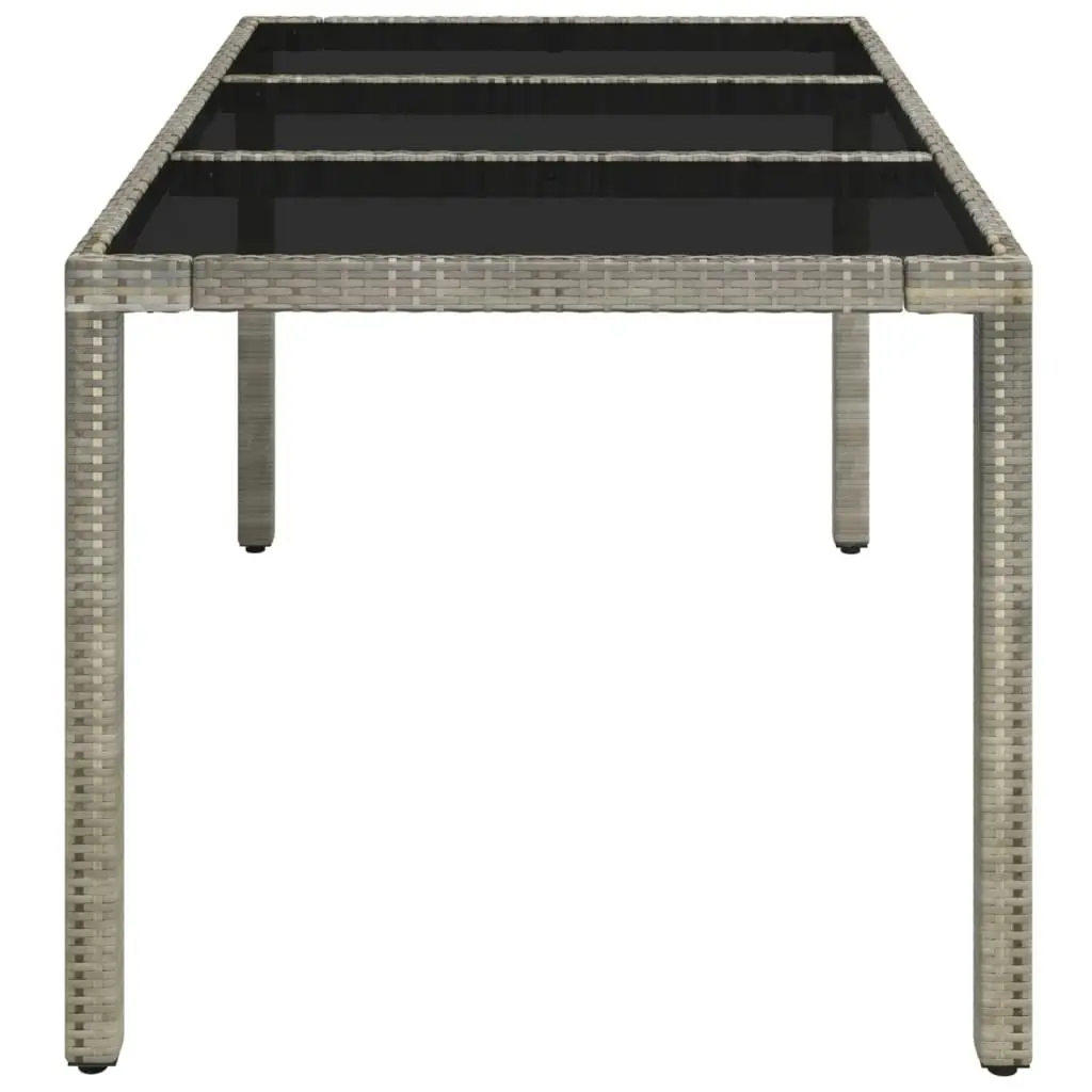 Garden Table with Glass Top Grey 150x90x75 cm Poly Rattan 319900