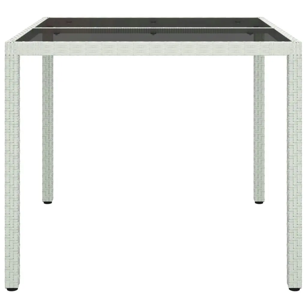 Garden Table 90x90x75 cm Tempered Glass and Poly Rattan White 316702