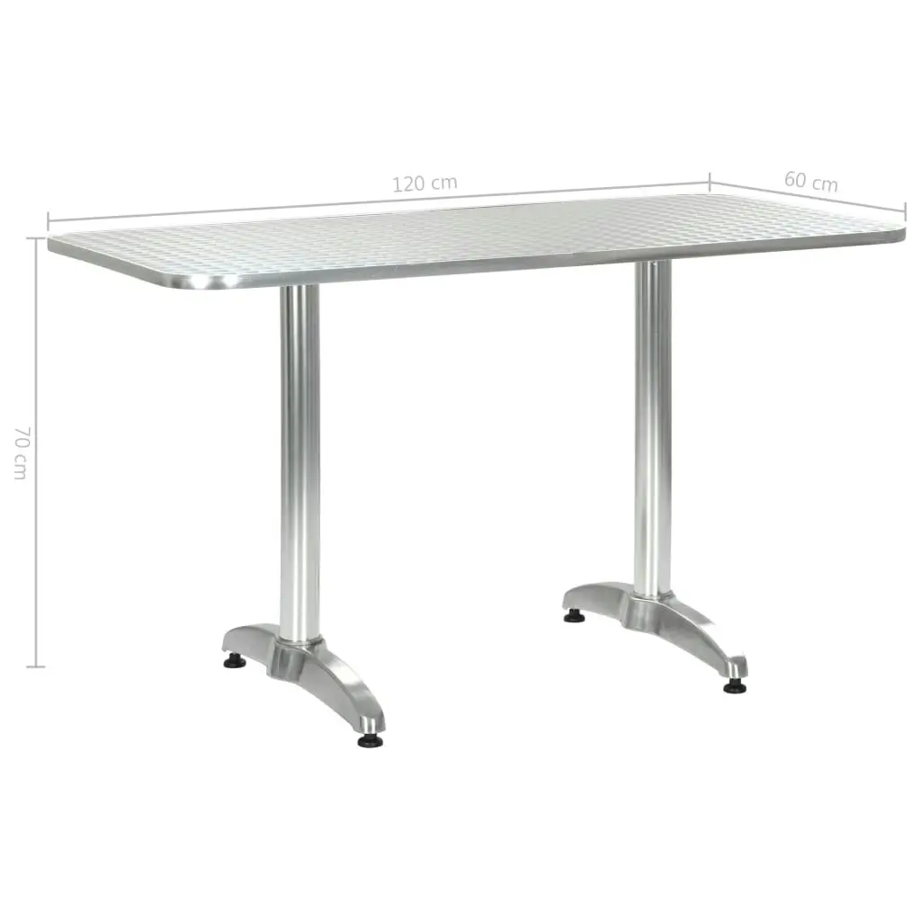 Garden Table Silver 120x60x70 cm Aluminium 48717