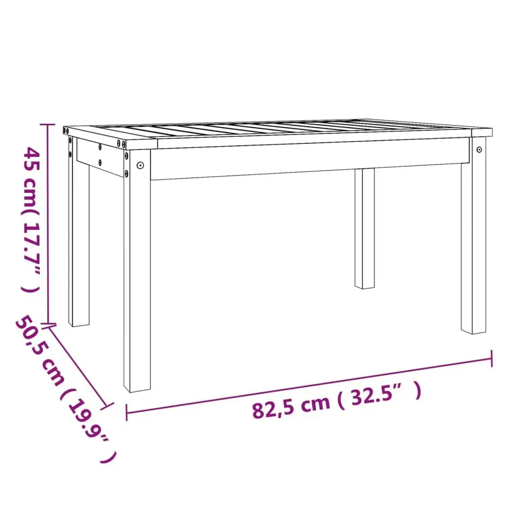 Garden Table Black 82.5x50.5x45 cm Solid Wood Pine 824117