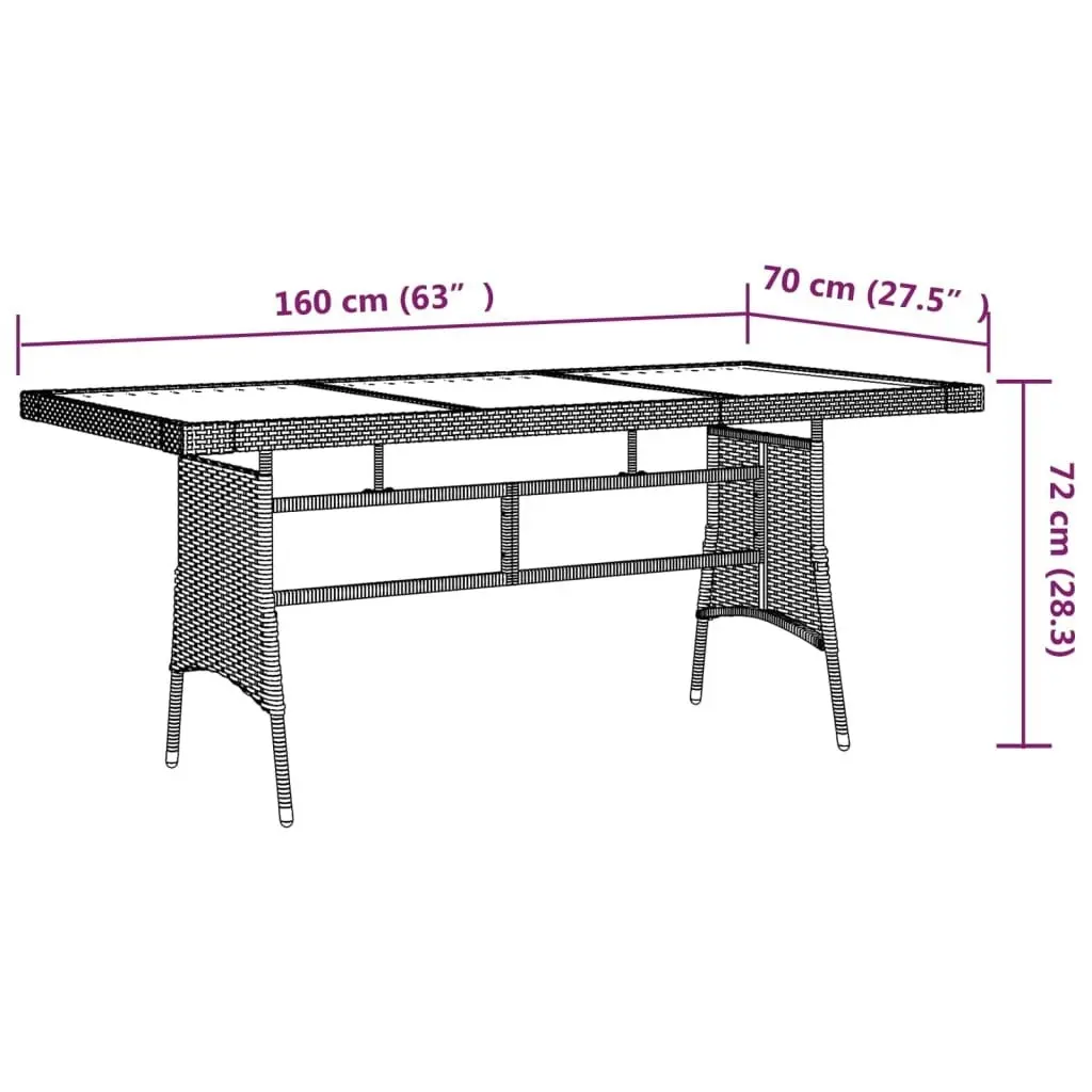 Garden Table Black 160x70x72 cm Poly Rattan & Solid Acacia Wood 318694