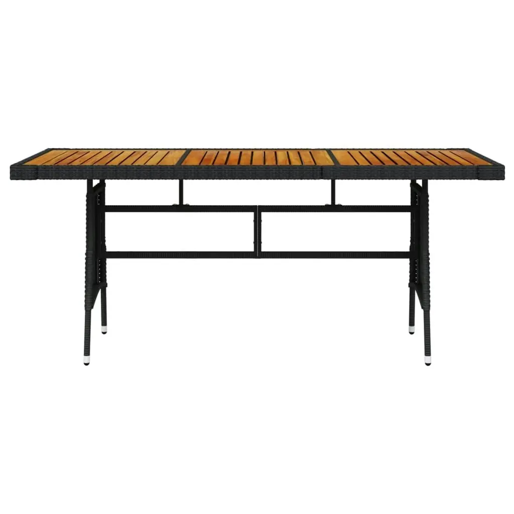 Garden Table Black 160x70x72 cm Poly Rattan & Solid Acacia Wood 318694