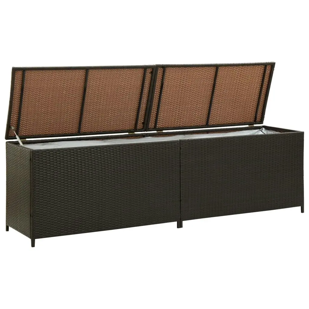 Garden Storage Box Poly Rattan 200x50x60 cm Brown 46475