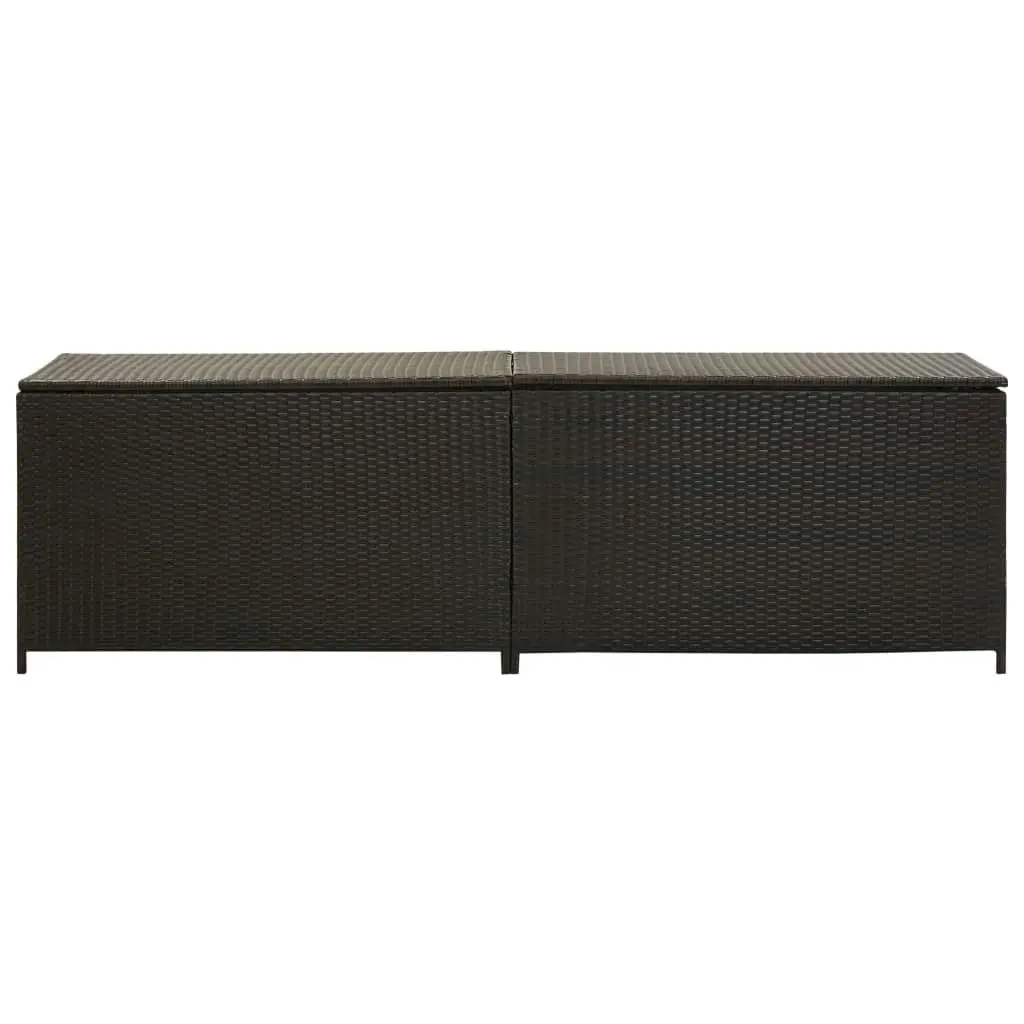 Garden Storage Box Poly Rattan 200x50x60 cm Brown 46475