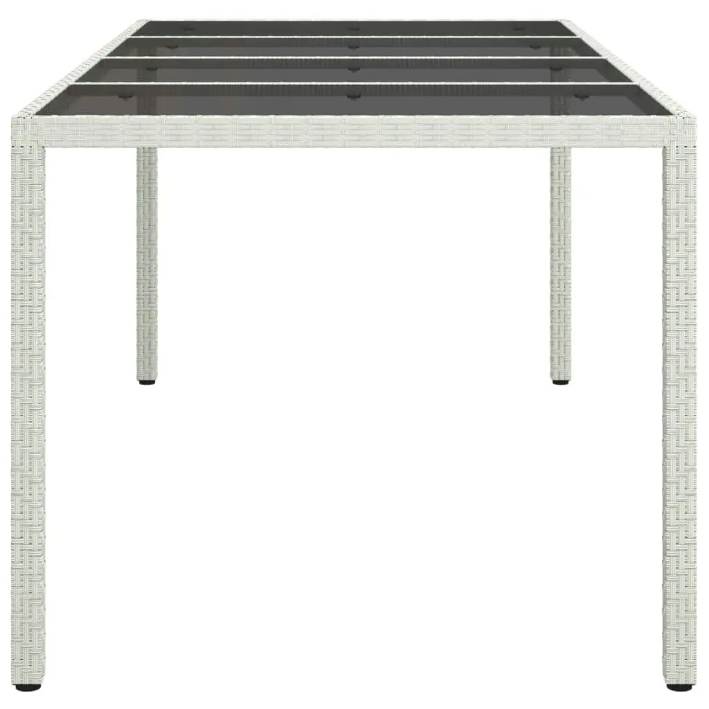 Garden Table White 190x90x75 cm Tempered Glass and Poly Rattan 316716