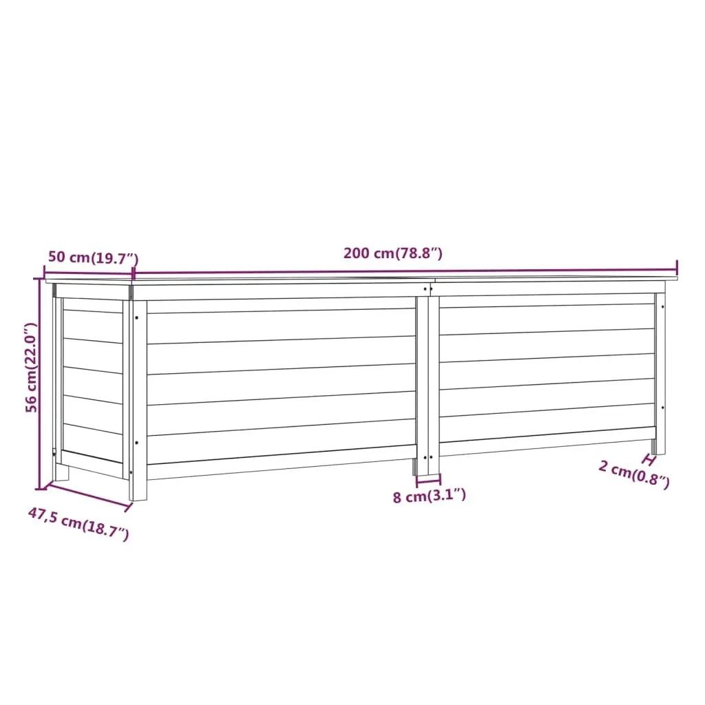 Outdoor Cushion Box 200x50x56 cm Solid Wood Fir 152174