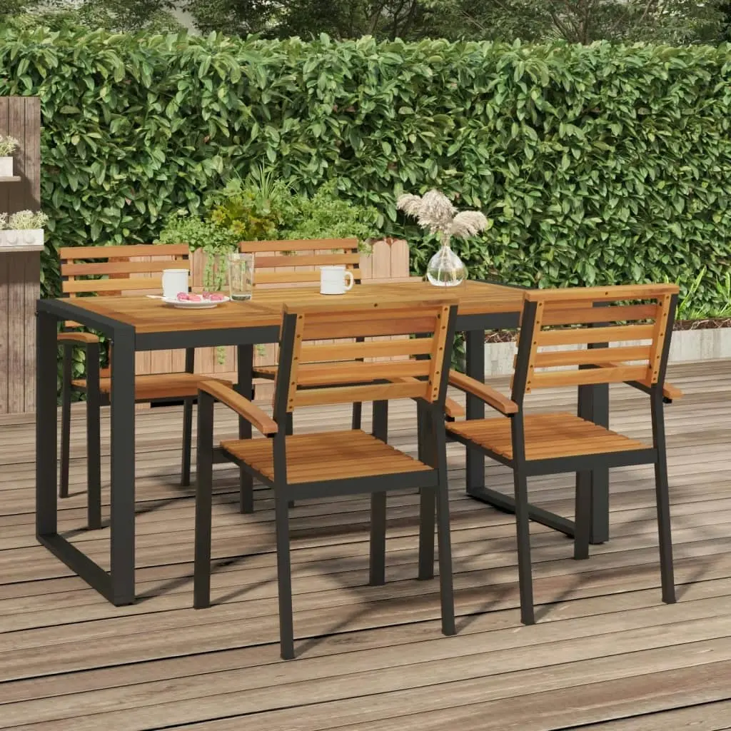 Garden Table with U-shaped Legs 160x80x75 cm Solid Wood Acacia 319516