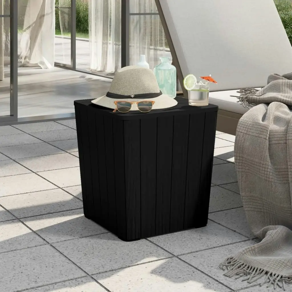 Garden Table with Removable Lid Black Polypropylene 364152