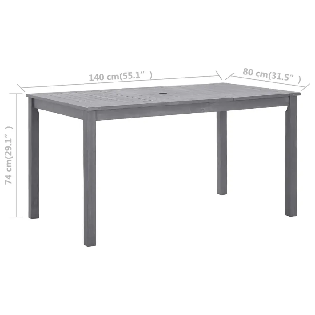 Garden Table Grey Wash 140x80x74 cm Solid Acacia Wood 311849