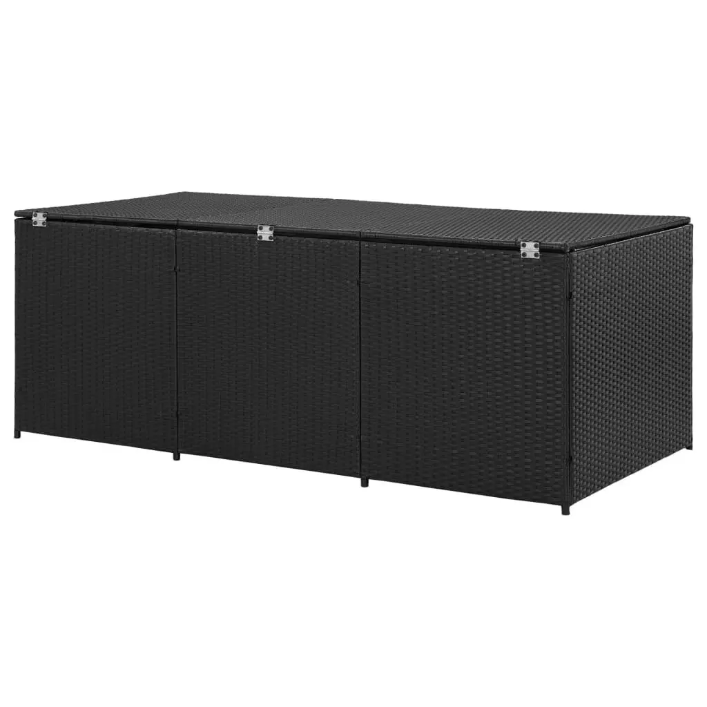 Garden Storage Box Poly Rattan 180x90x70 cm Black 46477