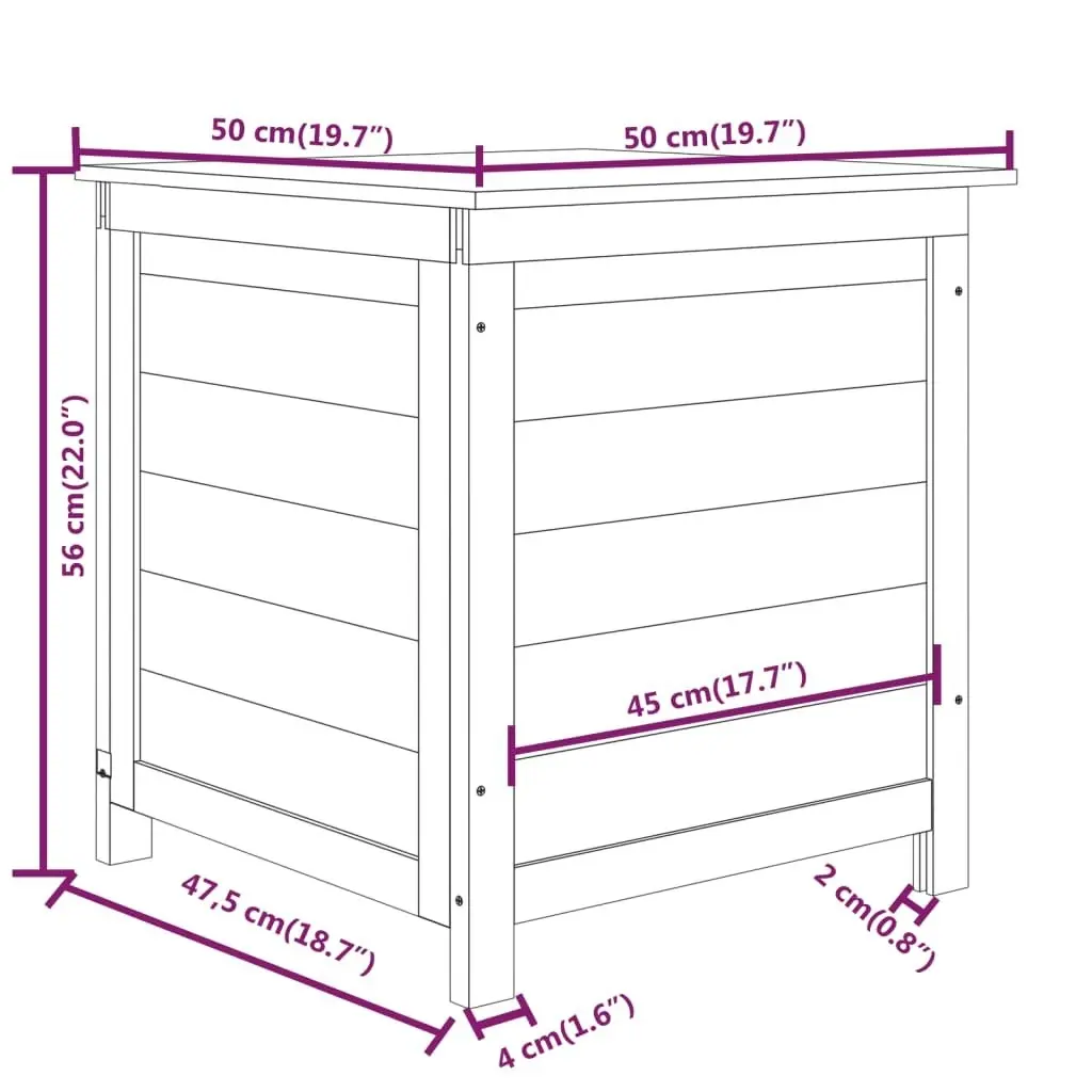 Outdoor Cushion Box 50x50x56 cm Solid Wood Fir 152162