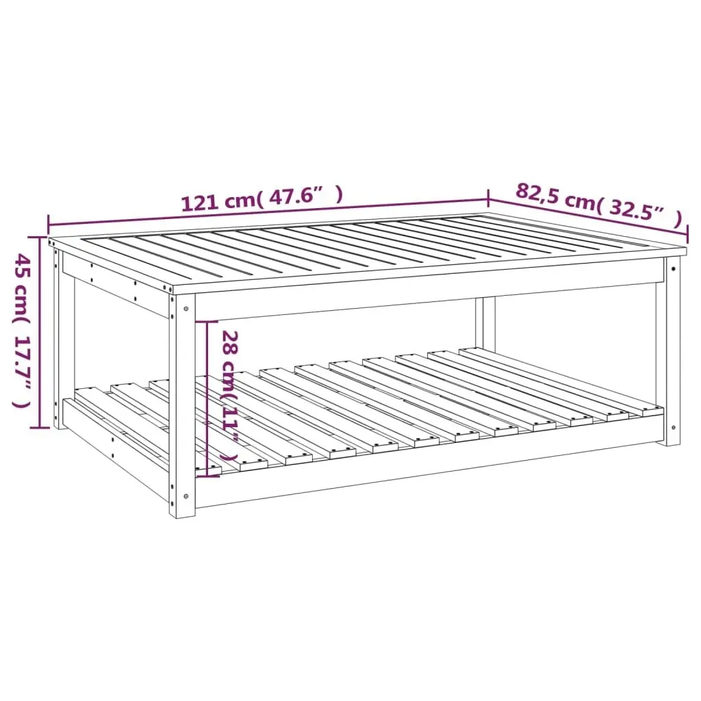 Garden Table 121x82.5x45 cm Solid Wood Pine 824148