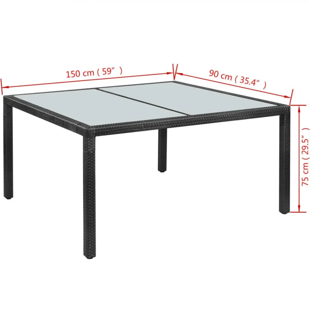 Garden Table Black 150x90x75 cm Poly Rattan 42563