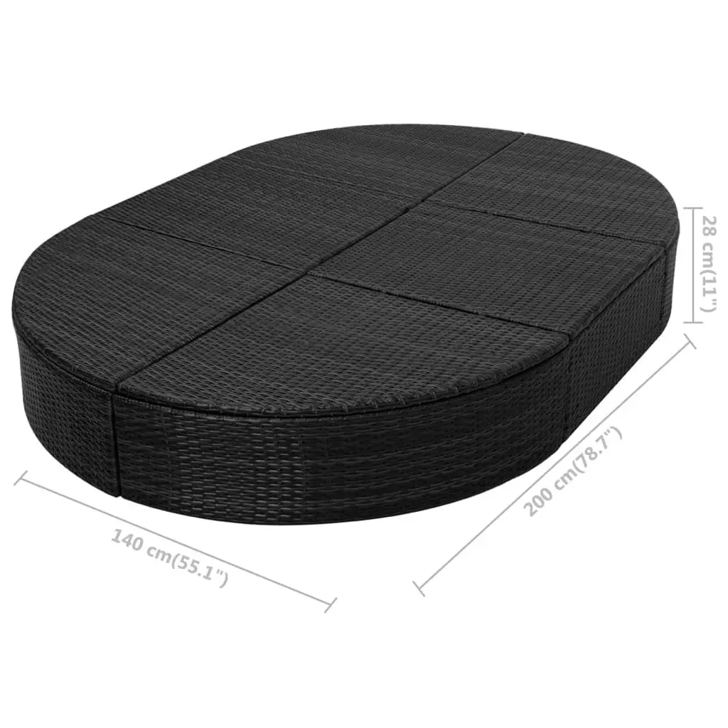 Outdoor Lounge Bed with Cushion Poly Rattan Black 42940