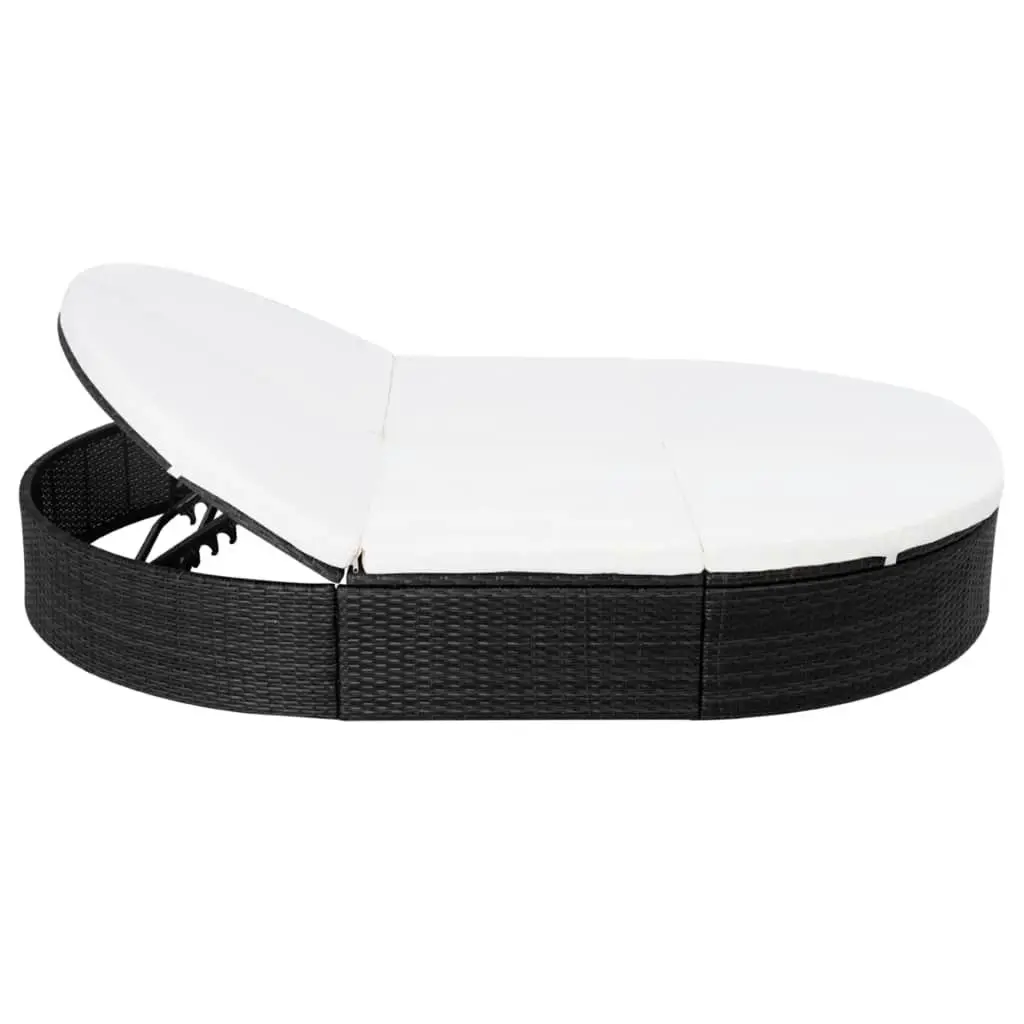 Outdoor Lounge Bed with Cushion Poly Rattan Black 42940