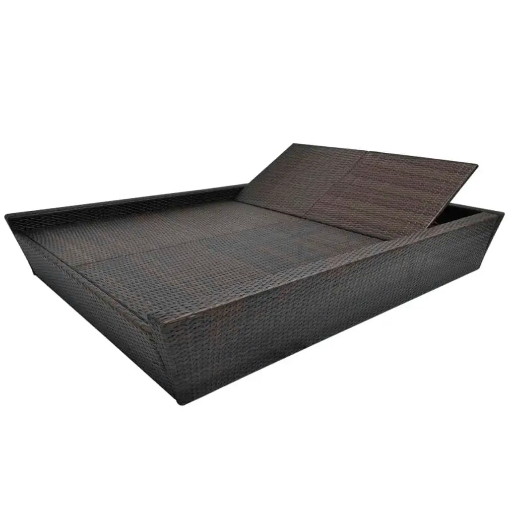 Outdoor Lounge Bed with Cushion Poly Rattan Brown 42902