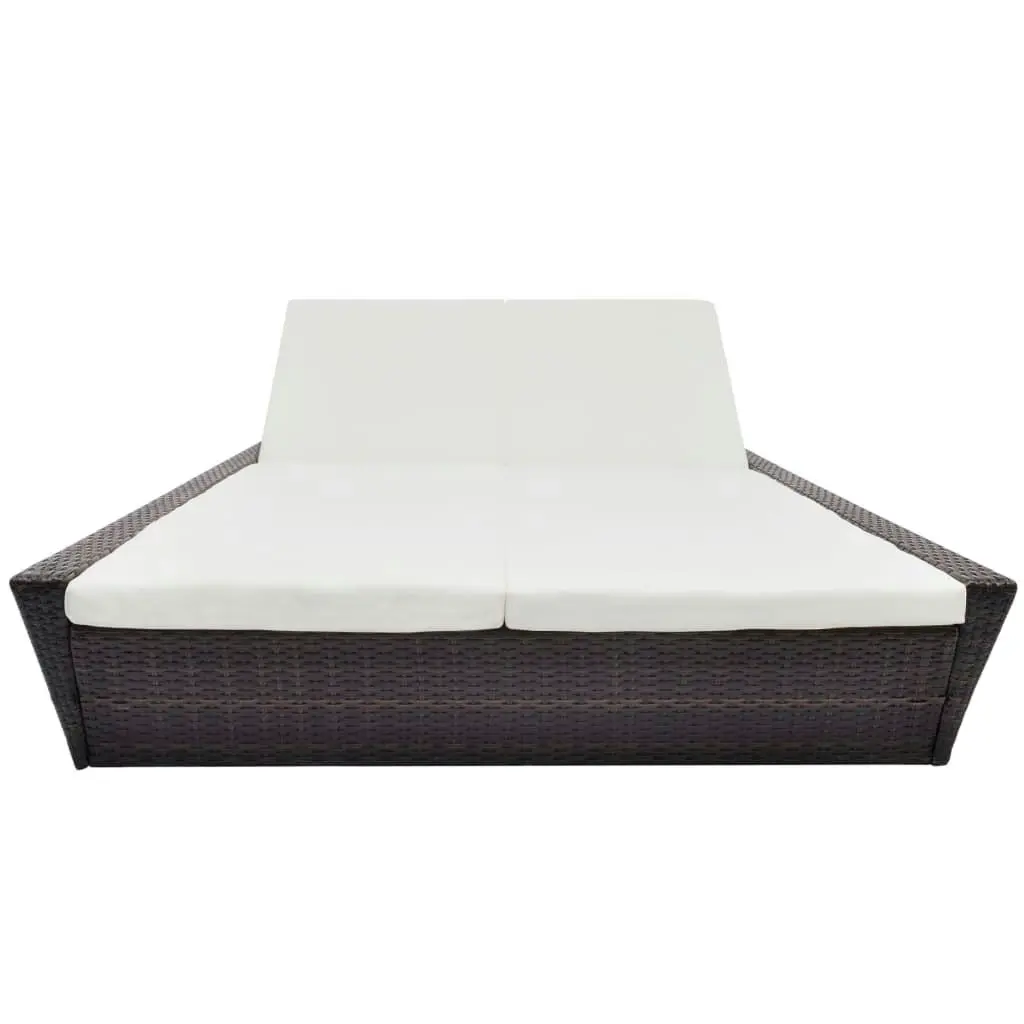 Outdoor Lounge Bed with Cushion Poly Rattan Brown 42902