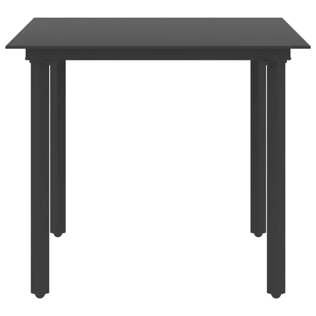 Garden Dining Table Black 80x80x74 cm Steel and Glass 313109