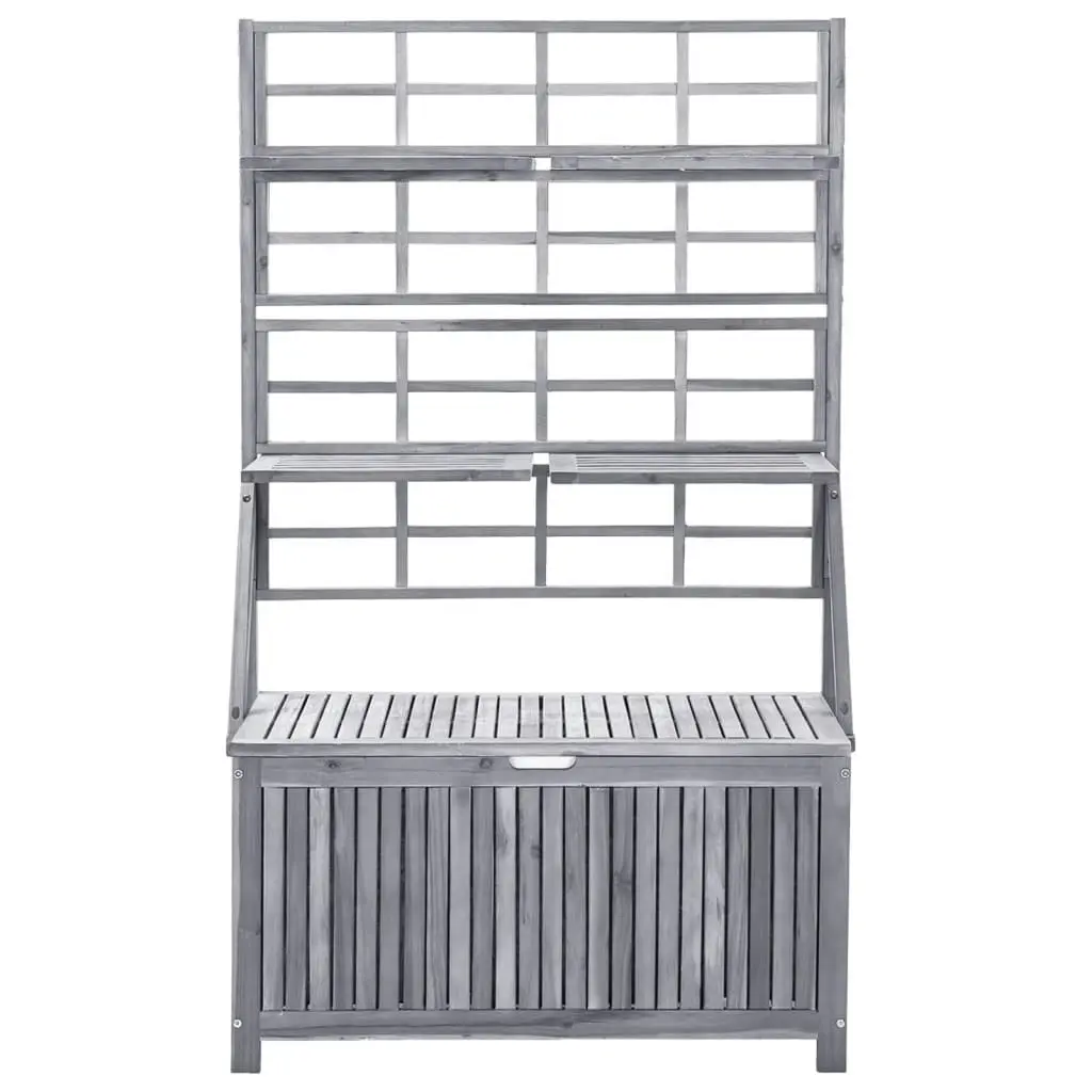 Storage Box with Trellis Grey 99x55x160 cm Solid Acacia Wood 311882