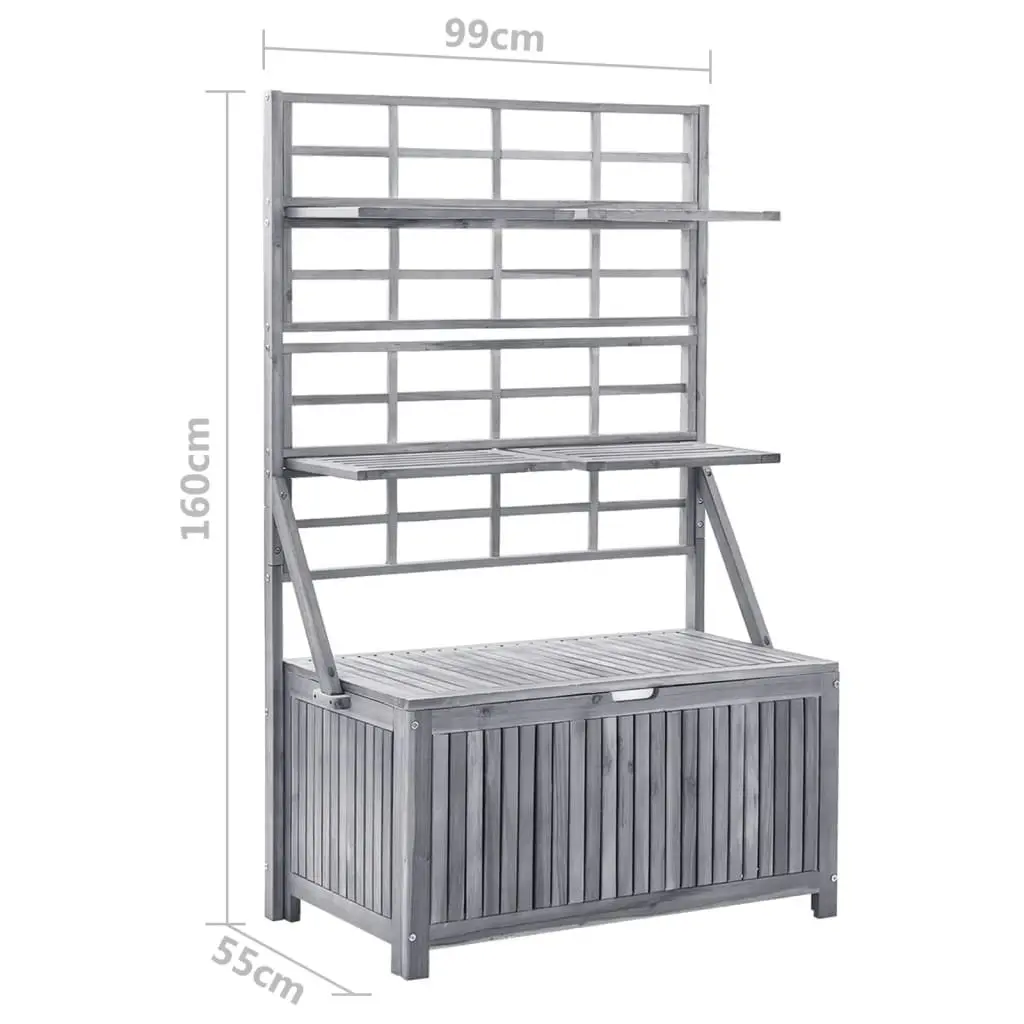 Storage Box with Trellis Grey 99x55x160 cm Solid Acacia Wood 311882