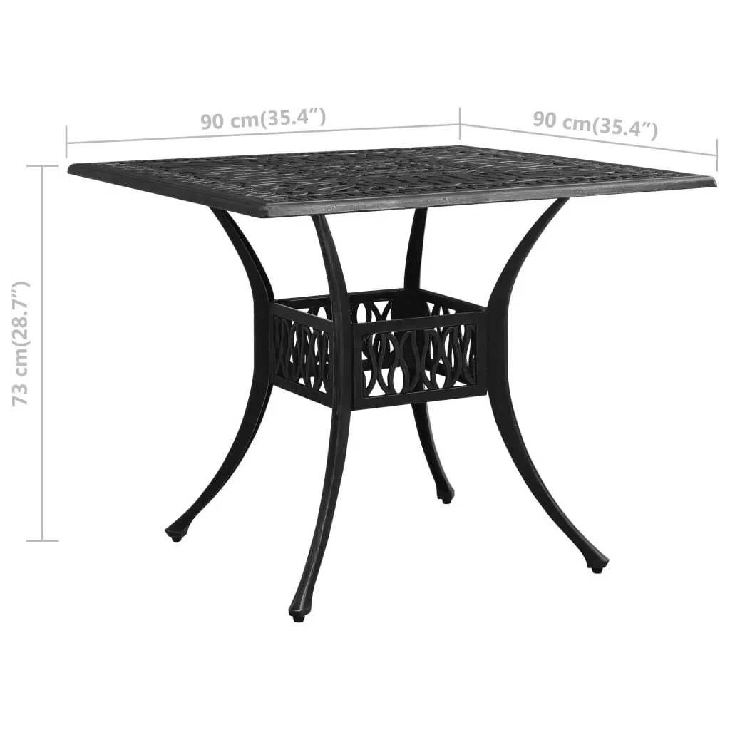 Garden Table Black 90x90x73 cm Cast Aluminium 315589