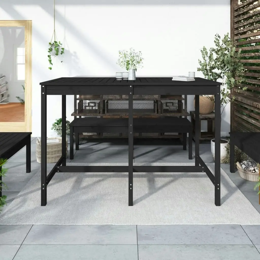 Garden Table Black 159.5x82.5x110 cm Solid Wood Pine 824099