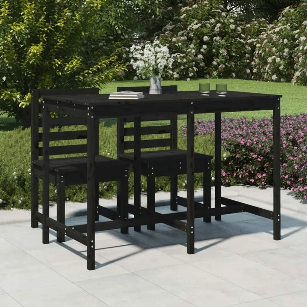 Garden Table Black 159.5x82.5x110 cm Solid Wood Pine 824099