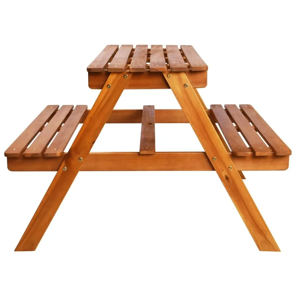 Kids Picnic Table with Parasol 79x90x60 cm Solid Acacia Wood 43990