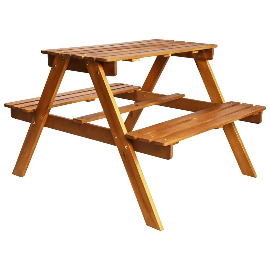 Kids Picnic Table with Parasol 79x90x60 cm Solid Acacia Wood 43990