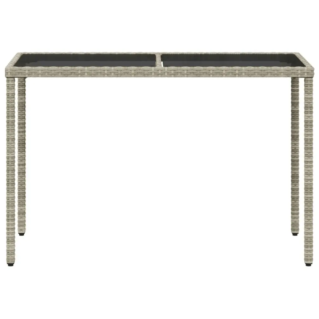 Garden Table with Glass Top Light Grey 115x54x74 cm Poly Rattan 365079