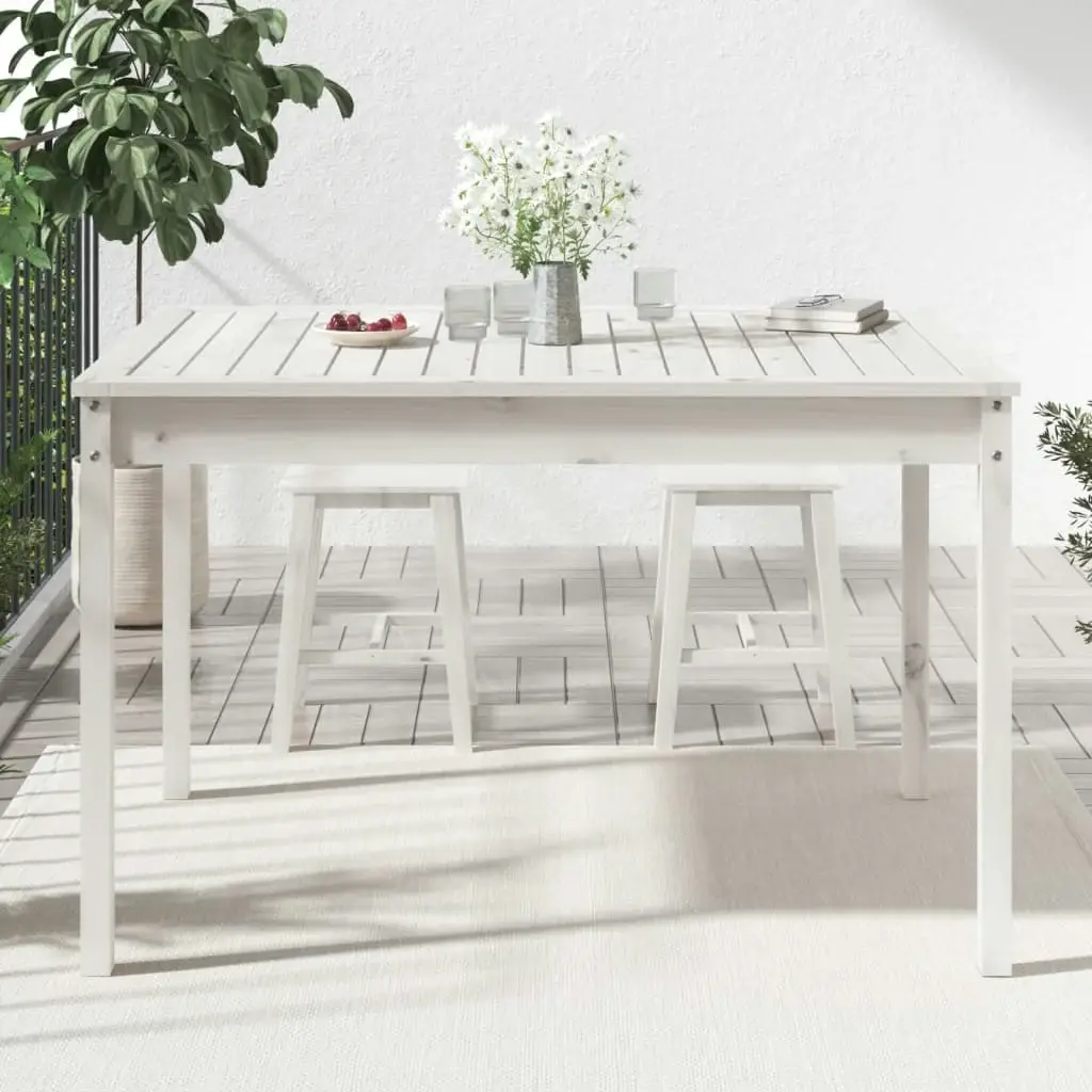 Garden Table White 121x82.5x76 cm Solid Wood Pine 823970