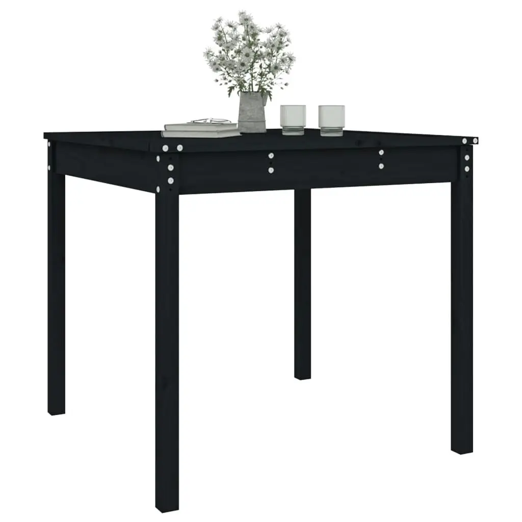 Garden Table Black 82.5x82.5x76 cm Solid Wood Pine 823966