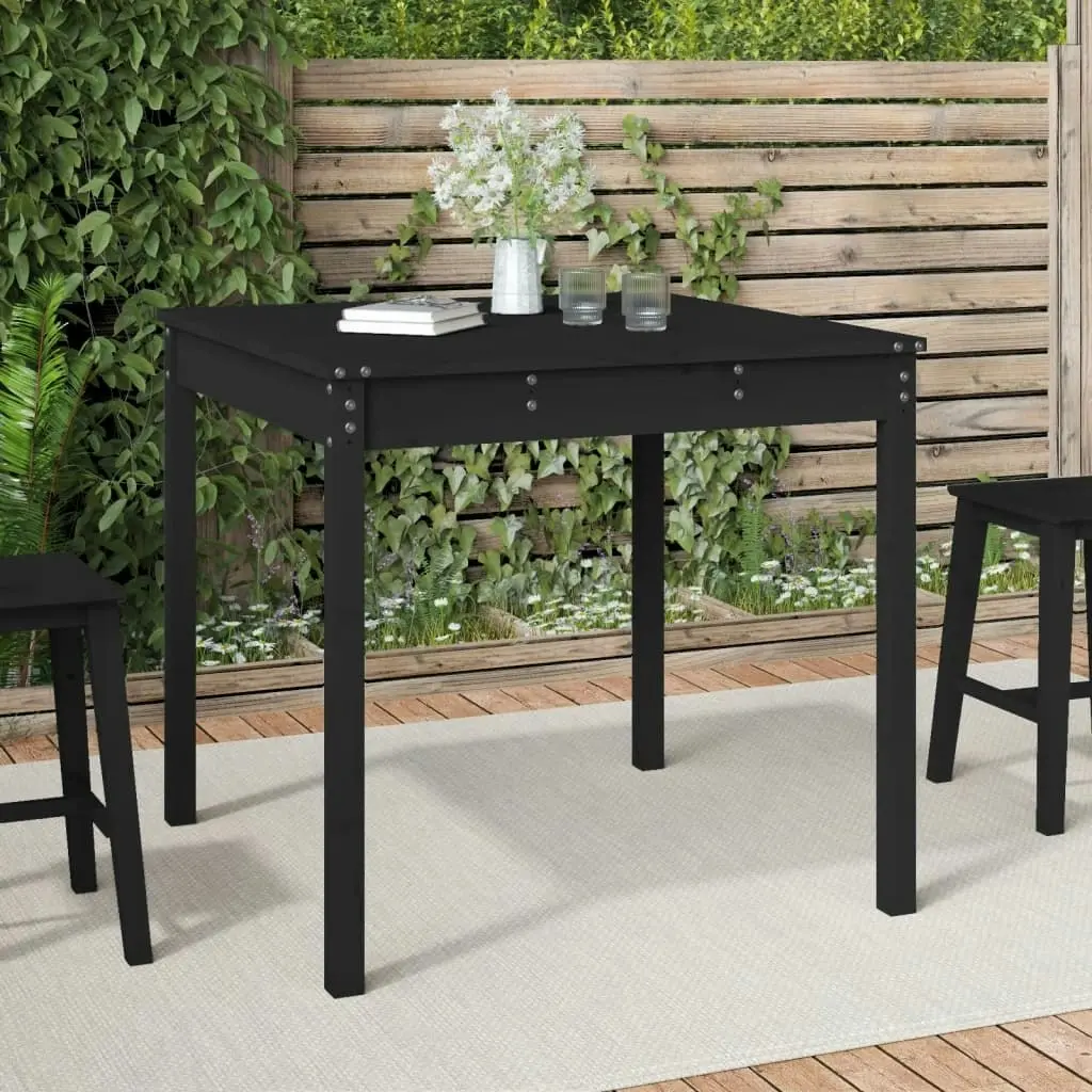 Garden Table Black 82.5x82.5x76 cm Solid Wood Pine 823966