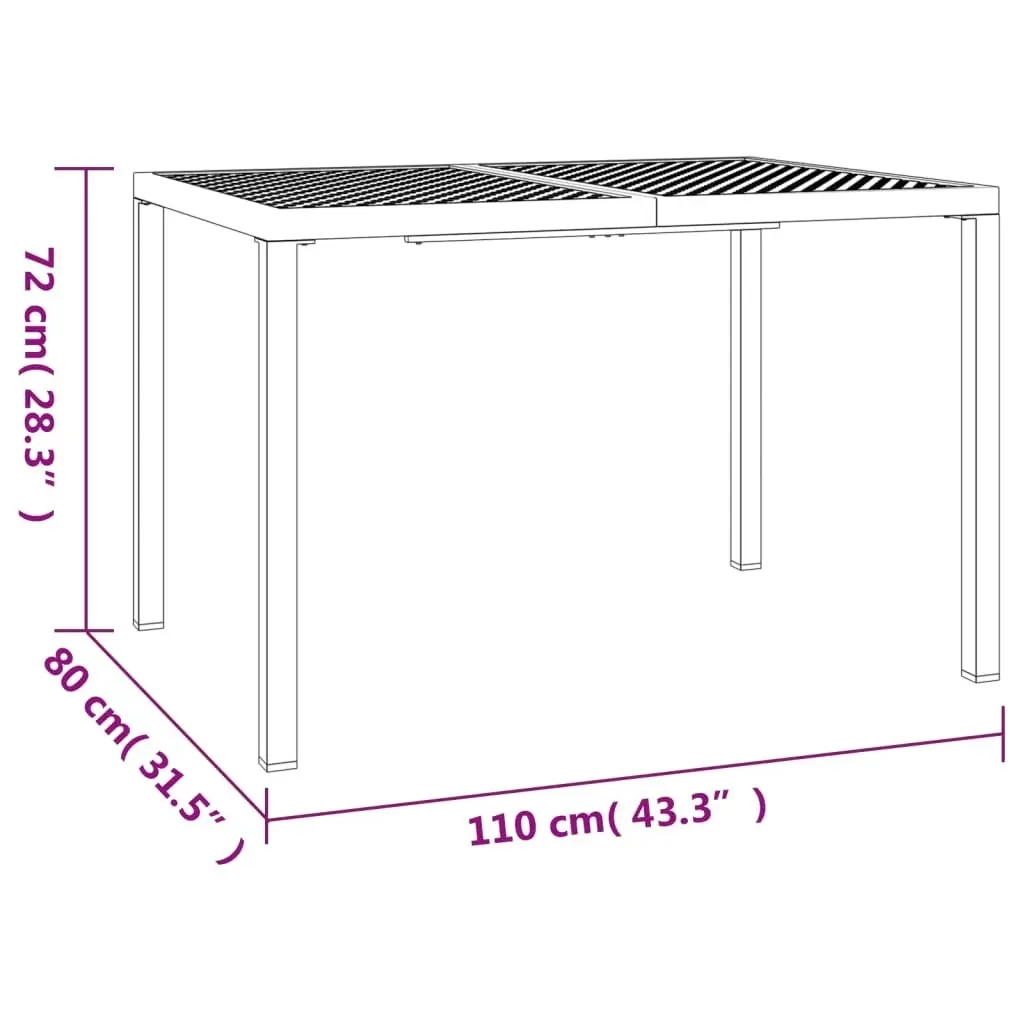 Garden Table Anthracite 110x80x72 cm Steel 362745