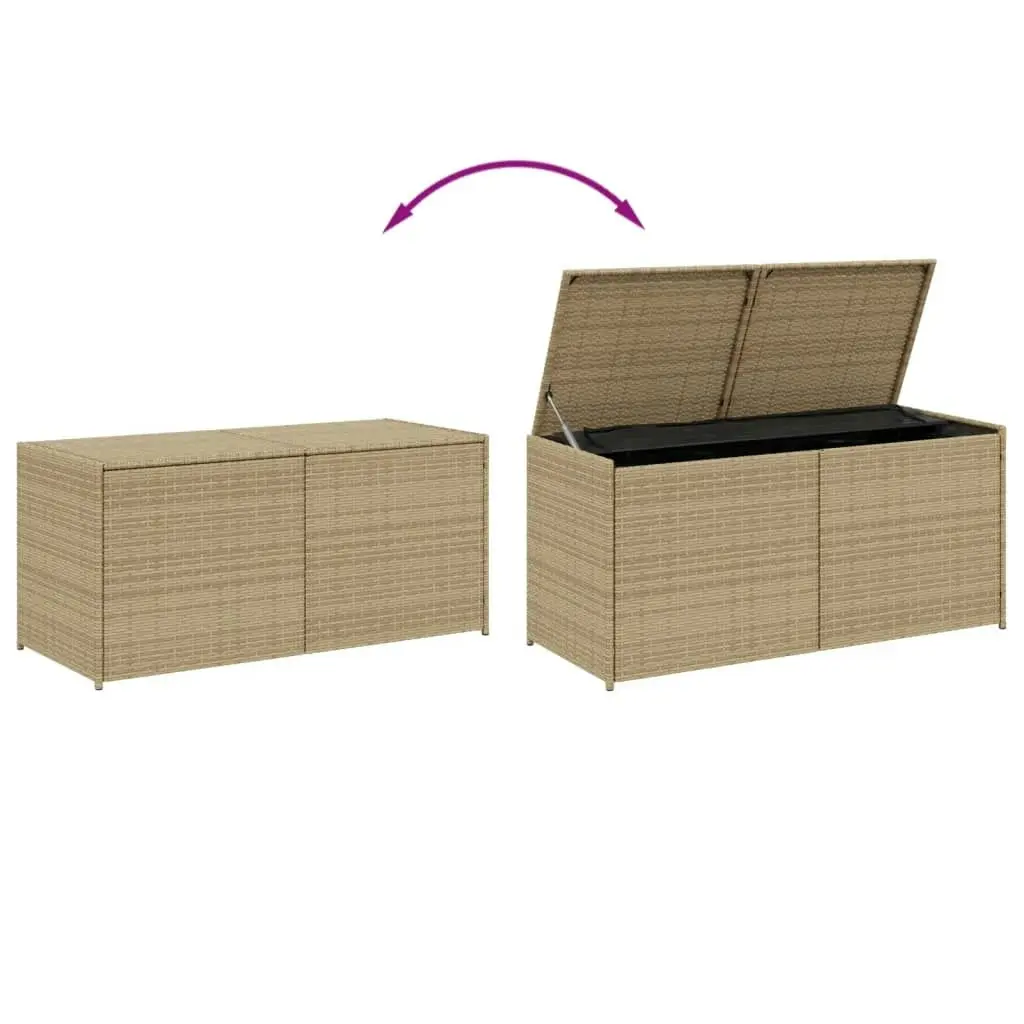 Garden Storage Box Mix Beige 283L Poly Rattan 365315