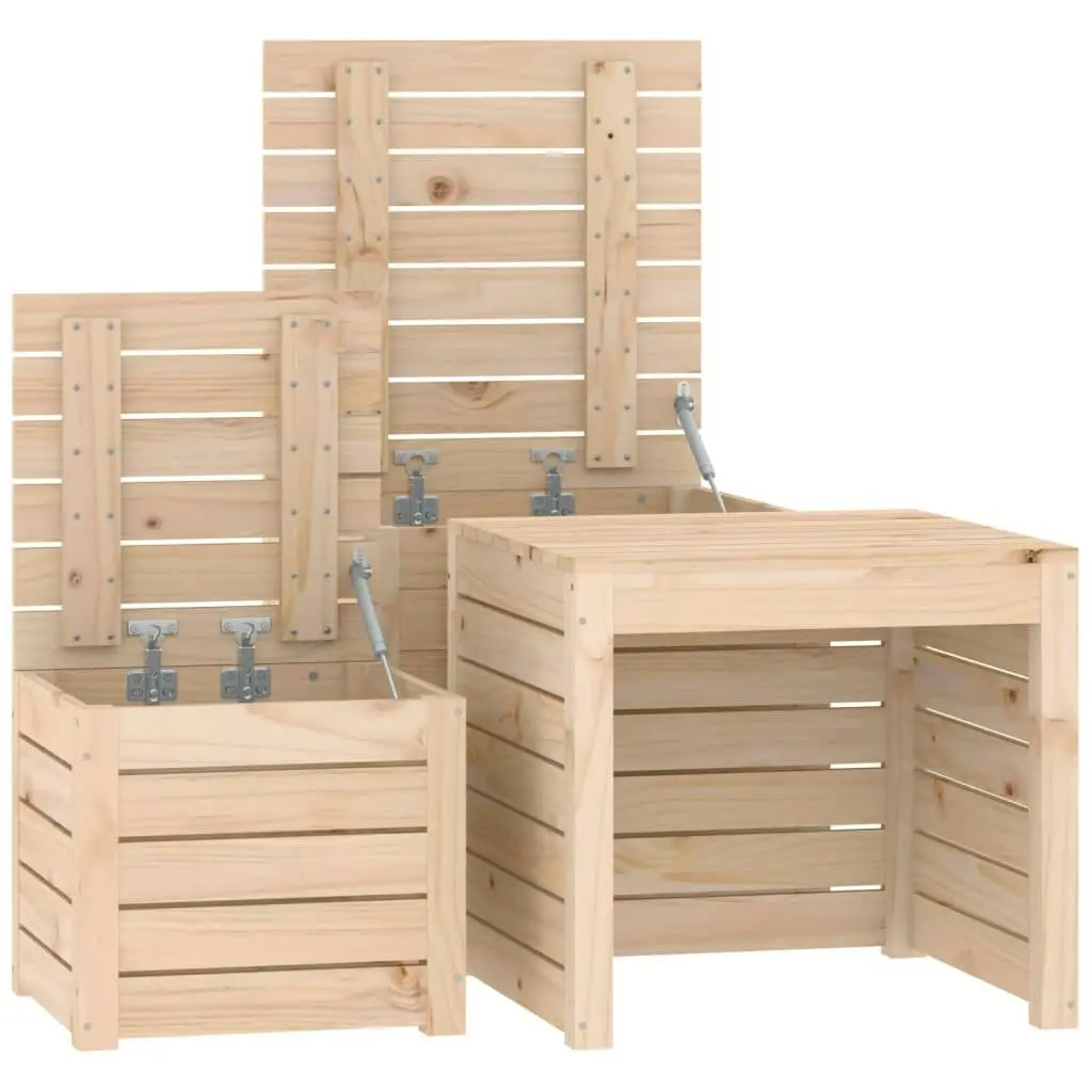 3 Piece Garden Box Set Solid Wood Pine 823955