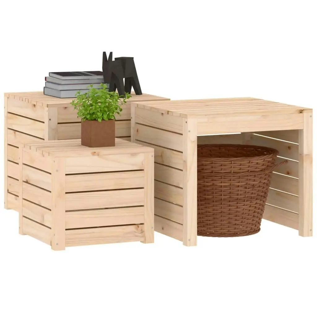 3 Piece Garden Box Set Solid Wood Pine 823955