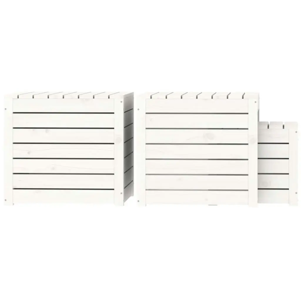 3 Piece Garden Box Set White Solid Wood Pine 823956