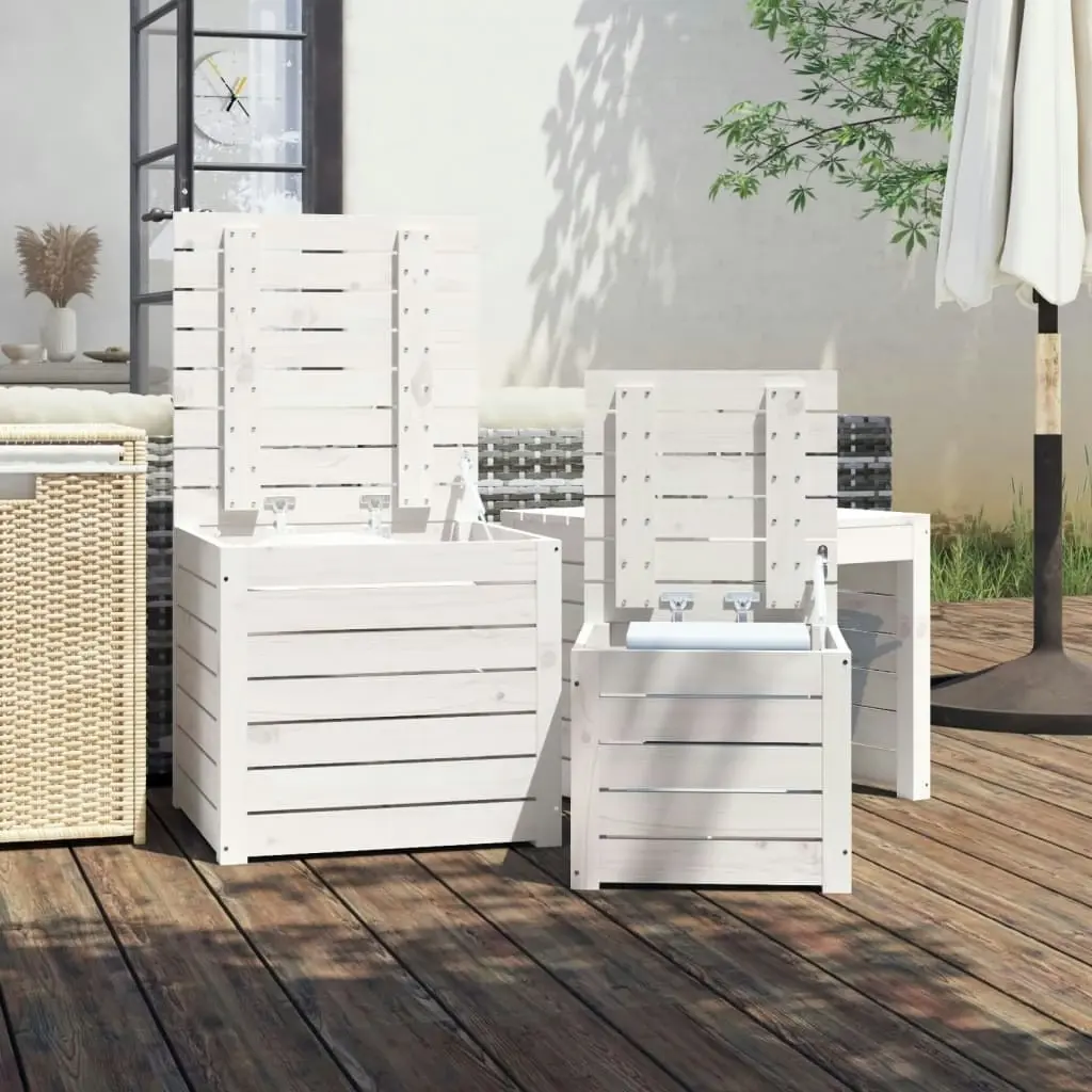 3 Piece Garden Box Set White Solid Wood Pine 823956