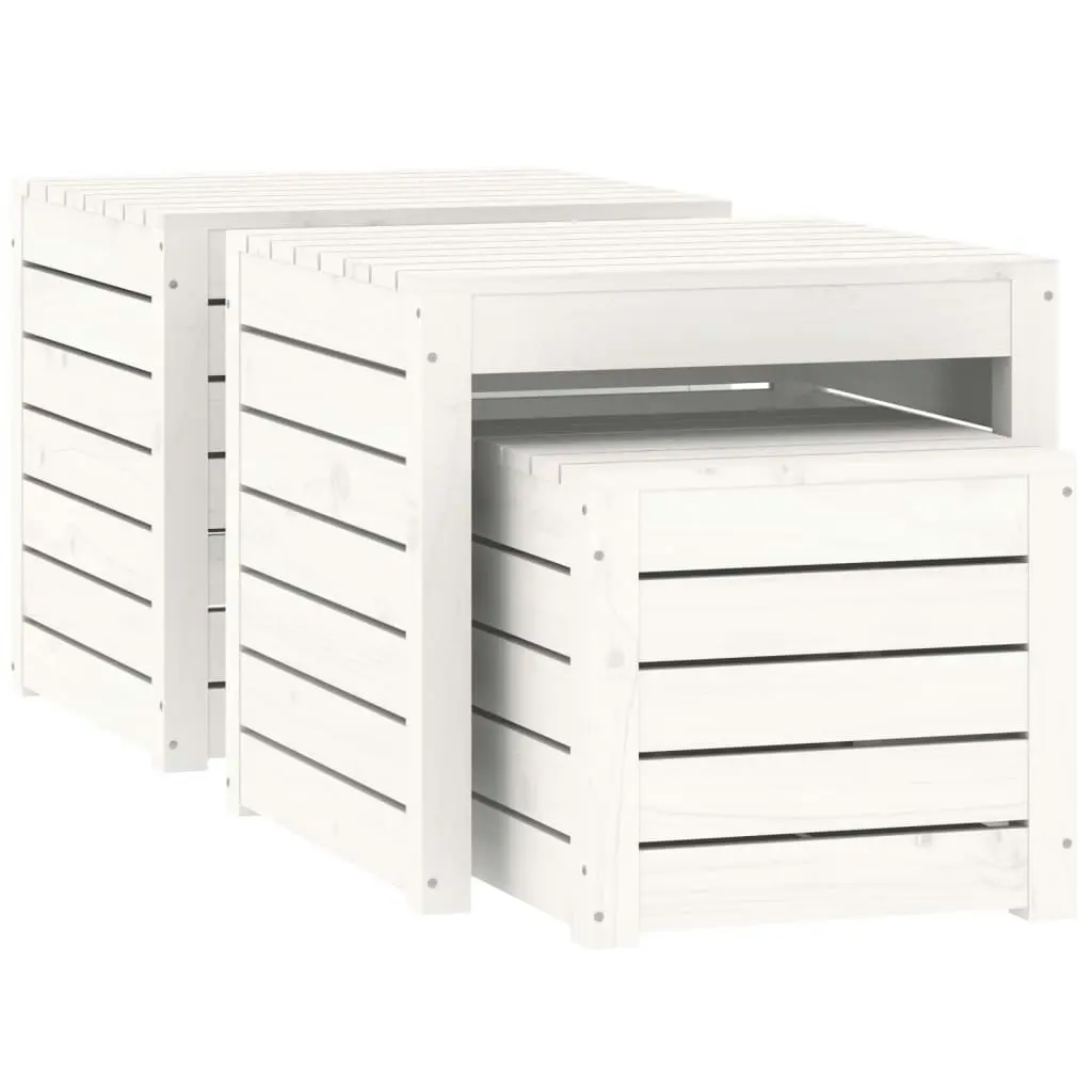 3 Piece Garden Box Set White Solid Wood Pine 823956