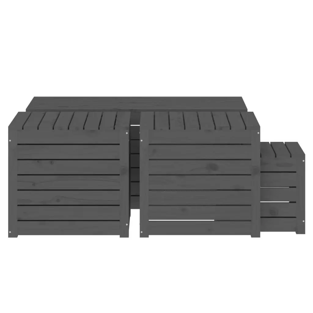 4 Piece Garden Box Set Grey Solid Wood Pine 3154668