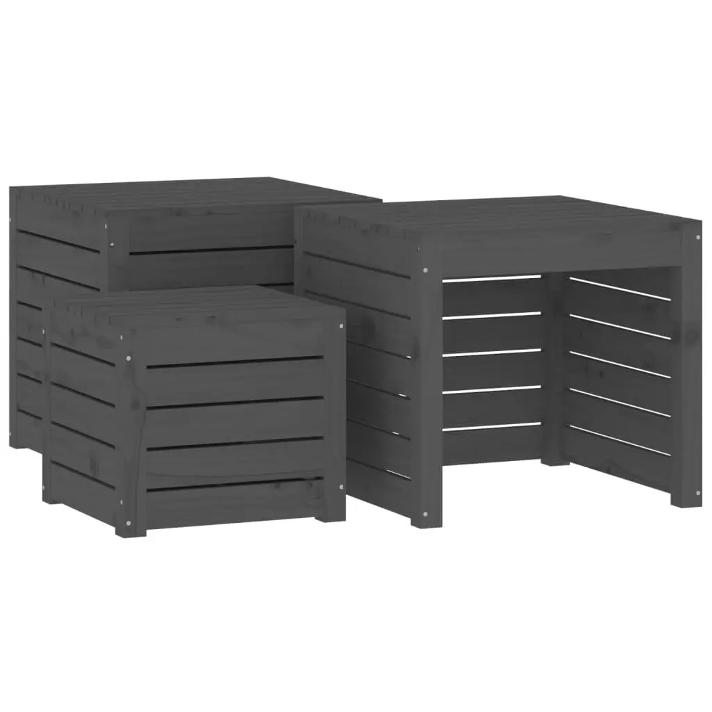 4 Piece Garden Box Set Grey Solid Wood Pine 3154668