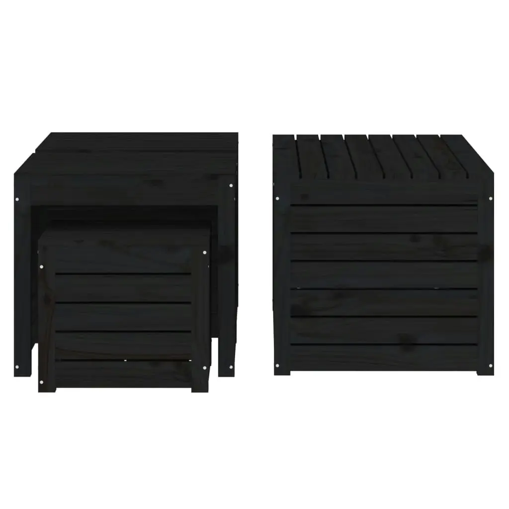 4 Piece Garden Box Set Black Solid Wood Pine 3154670