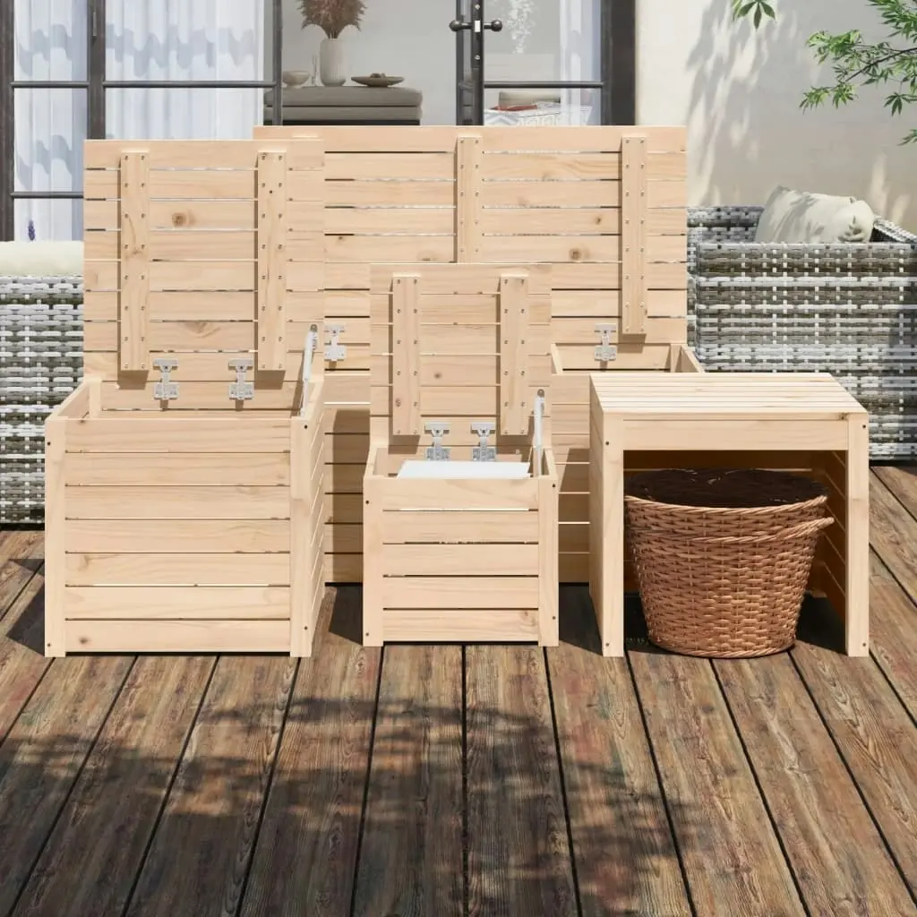 4 Piece Garden Box Set Solid Wood Pine 3154666